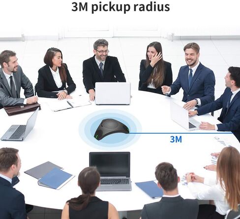 ميكروفون متعدد الاتجاهات USB متعدد الاتجاهات للمؤتمرات والاعمال من 8 الى 10 اشخاص، ميكروفون متعدد الاتجاهات 360 درجة ذكي لتقليل الضوضاء لاجتماعات الفيديو (رمادي) in Kuwait