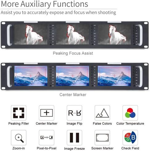 FEELWORLD T51-H Triple 5 inch 2 RU Rack Mount Monitor 800×480 Broadcast LCD Monitor with HDMI AV Input and Output in Saudi Arabia