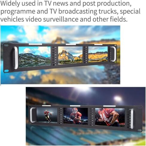 FEELWORLD T51-H Triple 5 inch 2 RU Rack Mount Monitor 800×480 Broadcast LCD Monitor with HDMI AV Input and Output in Saudi Arabia