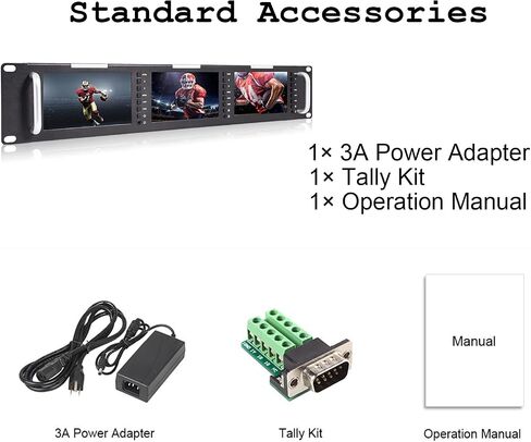 FEELWORLD T51-H Triple 5 inch 2 RU Rack Mount Monitor 800×480 Broadcast LCD Monitor with HDMI AV Input and Output in Saudi Arabia