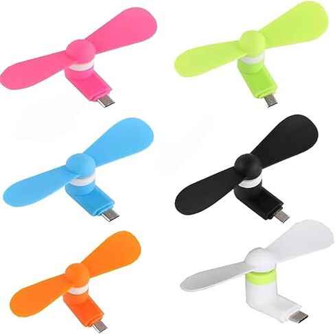 UnisonPet Type-C fan Mini Fan USB Mobile Phone Silent Fan Handheld Mini Fan Portable Electric Mini Fan Suitable for Students/Workers (Black/White/Blue/Green/Pink/Orange 6 Packs) in Kuwait