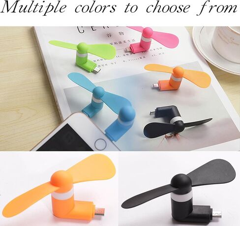 UnisonPet Type-C fan Mini Fan USB Mobile Phone Silent Fan Handheld Mini Fan Portable Electric Mini Fan Suitable for Students/Workers (Black/White/Blue/Green/Pink/Orange 6 Packs) in Kuwait