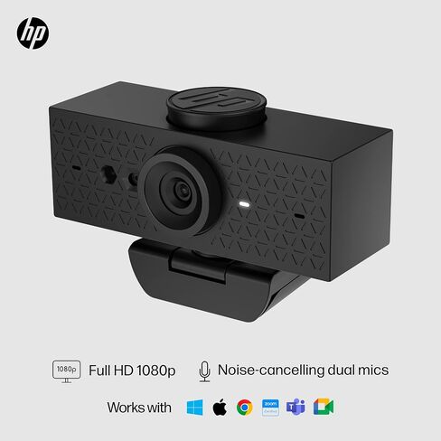HP 620 FHD Webcam - 1080p 30 FPS - Focus & Color, Backlight Correction - Dual Noise-Reducing Mics - Adjustable Swivel/Tilt - Windows Hello, Zoom Certified, & Privacy Cover (6Y7L2AA#ABL) in Saudi Arabia