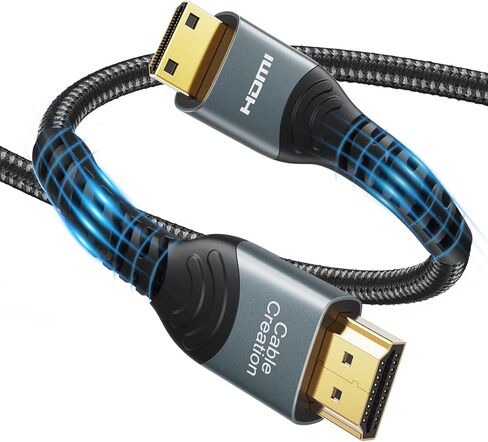 CableCreation Mini HDMI إلى HDMI Cable 6.6FT، سلك HDMI ثنائي الاتجاه إلى Mini HDMI مع كابل ربط 4K × 2K للكاميرا، الكمبيوتر اللوحي، بطاقة الالتقاط، HDR-XR50، Z6، EOS RP/EOS R/EOS 7D Mark II/XA40 in Kuwait