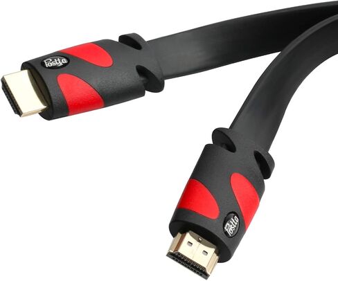 كابل Postta Flat HDMI (50 قدم) سلك HDMI 2.0 مسطح يدعم 4K، ثلاثي الأبعاد، 2160p، 1080p، إيثرنت وإرجاع الصوت - أسود-أحمر in Kuwait