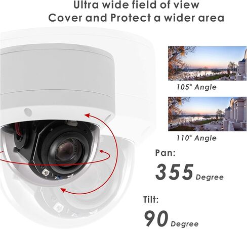 كاميرا IP Security 5.0MP H.265 POE PTZ، تكبير بصري 5X متوافق مع Hikvision، كاميرا شبكة داخلية/خارجية مع صوت، مقلاة 355 درجة إمالة 90 درجة، مقاومة للماء IP66 98ft رؤية ليلية، كشف الحركة in Kuwait