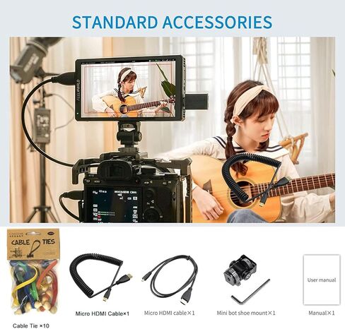 FEELWORLD CUT6 6 Inch Recording Camera Field Monitor DSLR USB2.0 Recorder, with HDR 3D LUT 1920x1080 Pixels Touch Screen Waveform HDR HDMI Loop Out Camera Monitor in Saudi Arabia