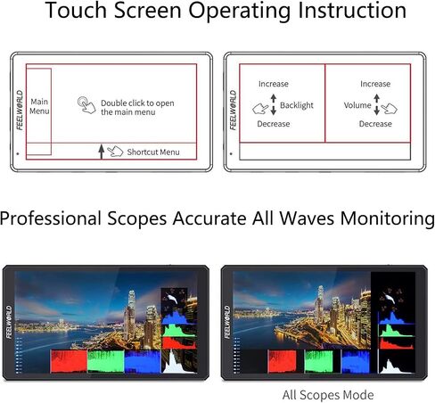 FEELWORLD CUT6 6 Inch Recording Camera Field Monitor DSLR USB2.0 Recorder, with HDR 3D LUT 1920x1080 Pixels Touch Screen Waveform HDR HDMI Loop Out Camera Monitor in Saudi Arabia