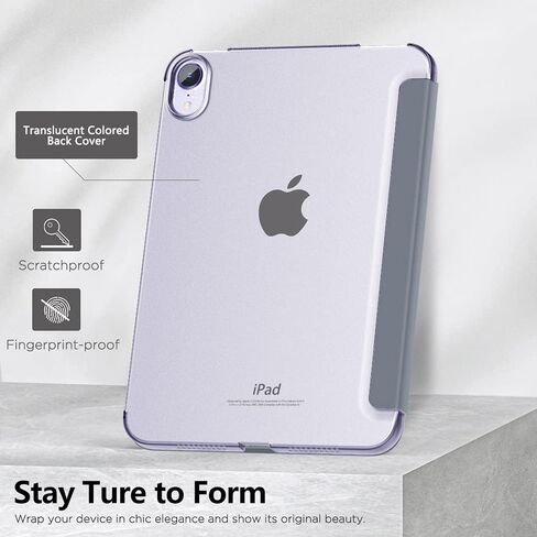 MoKo Case Fit New iPad Mini 6 2021 (6th Generation, 8.3-inch) - Slim Lightweight Hard Clear Back Shell Stand Cover with Translucent Frosted Back Protector, with Auto Wake/Sleep, Apricot Orange in Saudi Arabia
