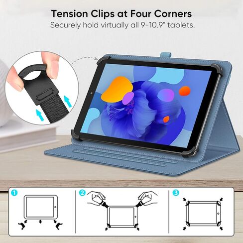 Fintie Universal Case for 9-11 inch Tablet - Multiple Angle Viewing Cover | Pocket & Pencil Holder, PU Leather, for Urao C107 / ECOPAD / Coopers CP10 and More 9" 10" 11" Tablets, Glitter Blue in Kuwait