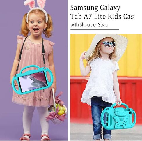 حافظة LTROP للأطفال لهاتف Samsung Galaxy Tab A7 Lite 8.7 بوصة 2021، حافظة Galaxy Tab A7 lite مع حزام، حافظة بمقبض خفيف الوزن مقاومة للصدمات لهاتف Samsung Galaxy Tab A7 Lite 2021(SM-T220/T225/T227)، أزرق in Kuwait
