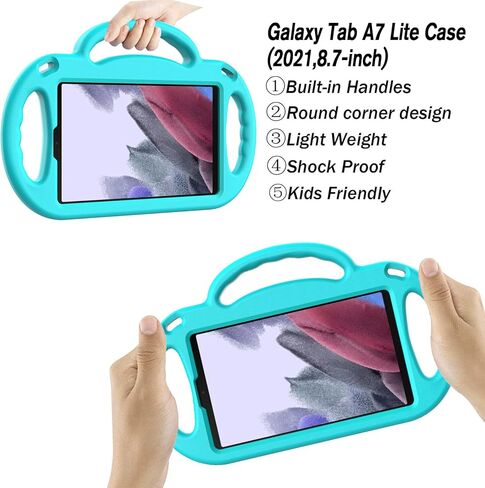 حافظة LTROP للأطفال لهاتف Samsung Galaxy Tab A7 Lite 8.7 بوصة 2021، حافظة Galaxy Tab A7 lite مع حزام، حافظة بمقبض خفيف الوزن مقاومة للصدمات لهاتف Samsung Galaxy Tab A7 Lite 2021(SM-T220/T225/T227)، أزرق in Kuwait