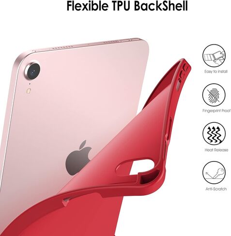 حافظة JETech لجهاز iPad Mini 6 (موديل 2021 مقاس 8.3 بوصات) مع حامل أقلام رصاص، تدعم شحن القلم الرصاص الثاني، غطاء كمبيوتر لوحي نحيف مع ظهر ناعم من مادة TPU، تنبيه/غفو تلقائي (أسود) in Kuwait