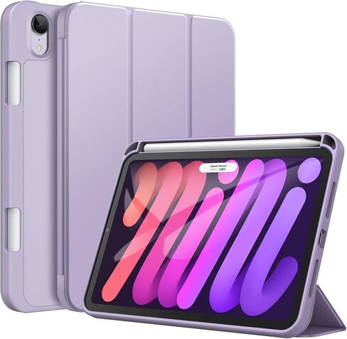 حافظة JETech لجهاز iPad Mini 6 (موديل 2021 مقاس 8.3 بوصات) مع حامل أقلام رصاص، تدعم شحن القلم الرصاص الثاني، غطاء كمبيوتر لوحي نحيف مع ظهر ناعم من مادة TPU، تنبيه/غفو تلقائي (أسود) in Kuwait