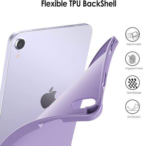 حافظة JETech لجهاز iPad Mini 6 (موديل 2021 مقاس 8.3 بوصات) مع حامل أقلام رصاص، تدعم شحن القلم الرصاص الثاني، غطاء كمبيوتر لوحي نحيف مع ظهر ناعم من مادة TPU، تنبيه/غفو تلقائي (أسود) in Kuwait
