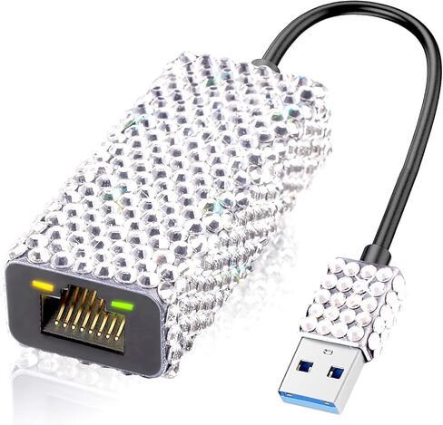 USB 3.0 to Gigabit Ethernet Adapter Bling Bling Rhinestone Diamond- 10/100/1000 NIC Network Converter USB A to RJ45 LAN Adapter in Kuwait