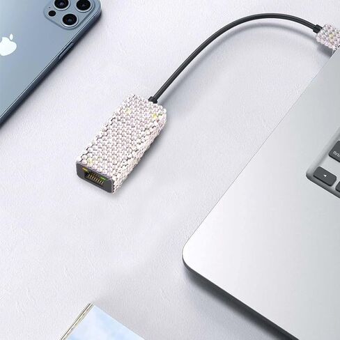 USB 3.0 to Gigabit Ethernet Adapter Bling Bling Rhinestone Diamond- 10/100/1000 NIC Network Converter USB A to RJ45 LAN Adapter in Kuwait