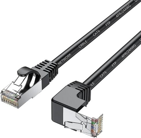 كابل تصحيح إيثرنت محمي CAT6 بزاوية يمين 90 درجة، سلك شبكة جيجابت FTP RJ45، كابل إيثرنت كمبيوتر عالي السرعة من Cat 6 - 10 أقدام in Kuwait