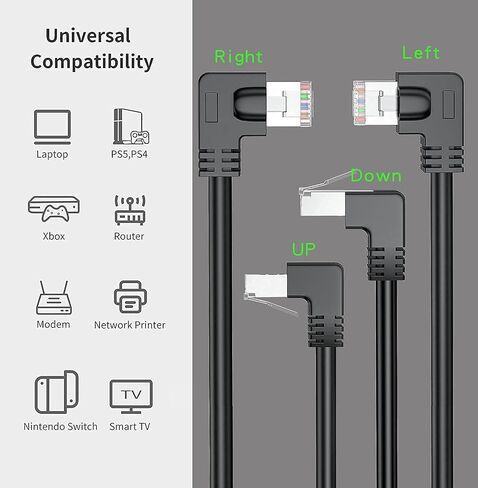 كابل تصحيح إيثرنت محمي CAT6 بزاوية يمين 90 درجة، سلك شبكة جيجابت FTP RJ45، كابل إيثرنت كمبيوتر عالي السرعة من Cat 6 - 10 أقدام in Kuwait