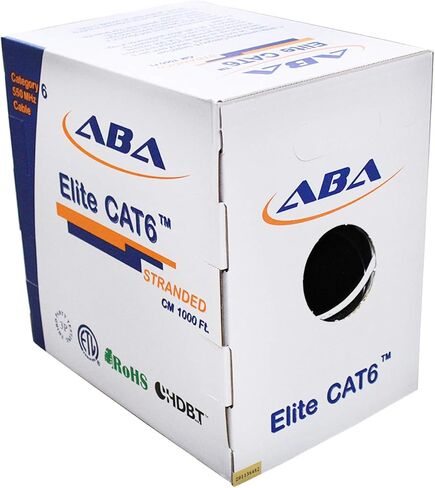 Elite Cat6 24AWG Stranded - CM، 1000 قدم، غير محمي، أكثر مرونة، نحاس عاري، 550 ميجا هرتز، مدرج في قائمة ETL ومدرج في قائمة UL، كابل إيثرنت بالجملة، صندوق سحب سهل، أبيض | إنشاء كبلات تصحيح مخصصة in Saudi Arabia
