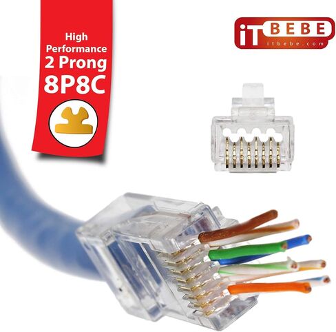 ITBEBE 50 قطعة - ممر نهاية مطلي بالذهب من خلال موصل RJ45 Cat6، Cat6a Bold لكابلات 23 AWG in Kuwait
