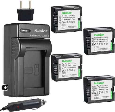 بطارية Kastar 2-Pack + شاحن بديل لباناسونيك CGA-DU06 CGA-DU07 CGA-DU14 CGA-DU21 VW-VBD070 VBD140 VBD210 PV-GS31 PV-GS33PV-GS34 PV-GS35 PV-GS39 PV-GS400 PV-GS500 PV-GS50 بف-GS50S بف-GS55 in Kuwait
