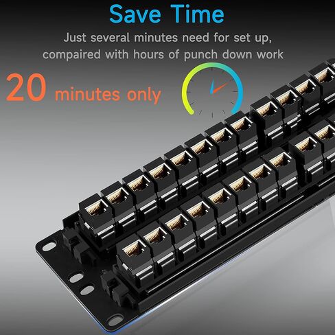 Lysymixs 48 منفذ RJ45 لوحة التصحيح Cat6 تغذية من خلال، لوحة تصحيح الشبكة المقرنة 19 بوصة، لوحة التصحيح Keystone Ethernet المضمنة مع شريط خلفي in Kuwait