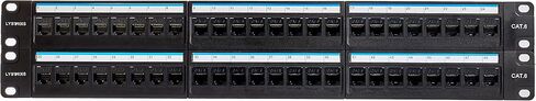Lysymixs 48 منفذ RJ45 لوحة التصحيح Cat6 تغذية من خلال، لوحة تصحيح الشبكة المقرنة 19 بوصة، لوحة التصحيح Keystone Ethernet المضمنة مع شريط خلفي in Kuwait