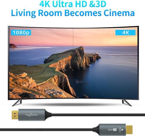 Twozoh Fiber Optic HDMI Cable 30FT, 4K Fiber HDMI to HDMI Cable 4K/60Hz (4:4:4 HDR10 HDCP2.2) 1440p 144Hz 18Gbps High Speed UHD Fiber HDMI Cord(10M) in Saudi Arabia