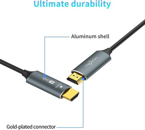 Twozoh Fiber Optic HDMI Cable 30FT, 4K Fiber HDMI to HDMI Cable 4K/60Hz (4:4:4 HDR10 HDCP2.2) 1440p 144Hz 18Gbps High Speed UHD Fiber HDMI Cord(10M) in Saudi Arabia