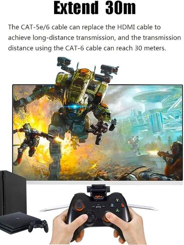 غوغوزد موسع HDMI فوق كيبل كات 5e/6/7/8، مضخم اشارة شبكة HDMI الى RJ45 حتى 30 متر/96 قدم 1080P 4k لتلفزيون HD والكمبيوتر الشخصي وسيت بوكس ودي في دي وبلاي ستيشن 4 واس تي بي وجهاز العرض in Kuwait