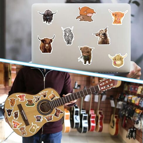 SEEDOR Highland Cow Stickers 53PCS Adorable Animal Cattle Graffiti Waterproof Vinyl Decals Gifts for Water Bottle Laptop Phone SETZ-Cow 53pcs 0 in Kuwait