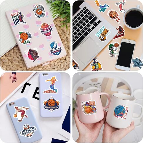 مجموعة ملصقات كرة السلة لمحبي كرة السلة والطلاب المراهقين - 50 قطعة من الملصقات والشارات ذات طابع كرة السلة لأجهزة الكمبيوتر المحمول، وزجاجات المياه، وحافظة الهاتف، والجيتار، ولوح التزلج، والأمتعة، والكمبيوتر المحمول in Kuwait