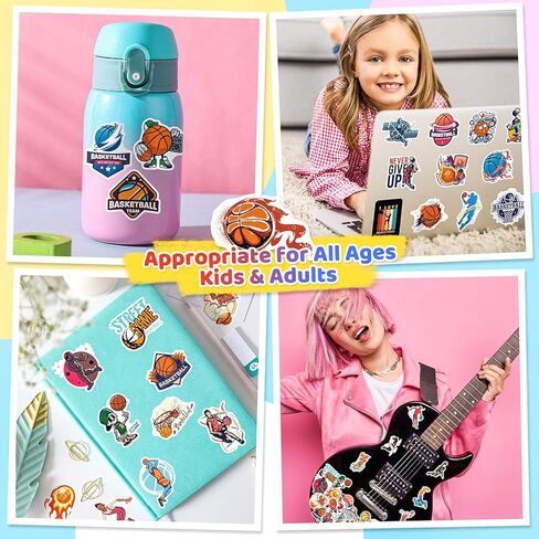 مجموعة ملصقات كرة السلة لمحبي كرة السلة والطلاب المراهقين - 50 قطعة من الملصقات والشارات ذات طابع كرة السلة لأجهزة الكمبيوتر المحمول، وزجاجات المياه، وحافظة الهاتف، والجيتار، ولوح التزلج، والأمتعة، والكمبيوتر المحمول in Kuwait