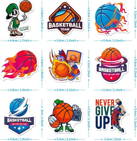 مجموعة ملصقات كرة السلة لمحبي كرة السلة والطلاب المراهقين - 50 قطعة من الملصقات والشارات ذات طابع كرة السلة لأجهزة الكمبيوتر المحمول، وزجاجات المياه، وحافظة الهاتف، والجيتار، ولوح التزلج، والأمتعة، والكمبيوتر المحمول in Kuwait
