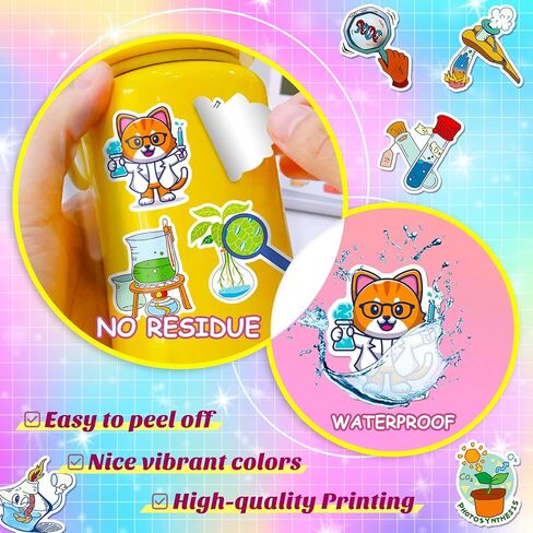 LOVELYLIFE 300pcs Sciences Stickers Physics Chemistry Biology Stickers Vinyl Waterproof Stickers for Adults Teacher Students Kids Math Stickers for Computer Laptop Phone Case Notebook (White-Science) in Kuwait