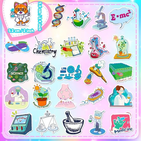LOVELYLIFE 300pcs Sciences Stickers Physics Chemistry Biology Stickers Vinyl Waterproof Stickers for Adults Teacher Students Kids Math Stickers for Computer Laptop Phone Case Notebook (White-Science) in Kuwait