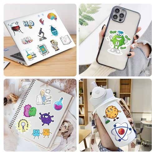 LOVELYLIFE 300pcs Sciences Stickers Physics Chemistry Biology Stickers Vinyl Waterproof Stickers for Adults Teacher Students Kids Math Stickers for Computer Laptop Phone Case Notebook (White-Science) in Kuwait