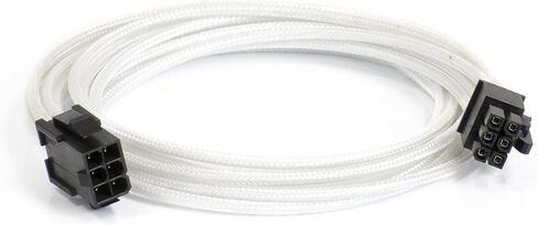 Phanteks 8 to 8 (6+2) Pin VGA Premium Sleeved Extension Cable 19.68" Length, White(PH-CB8V_WT) in Kuwait