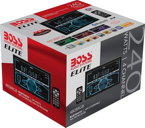 نظام ستيريو للسيارة BOSS Elite 560BRGB - وحدة رأس صوت واتصال بلوتوث فردية، مشغل أقراص مضغوطة، USB، مستقبل راديو AM/FM، إضاءة متعددة الألوان، وصلة بمكبر الصوت in Kuwait