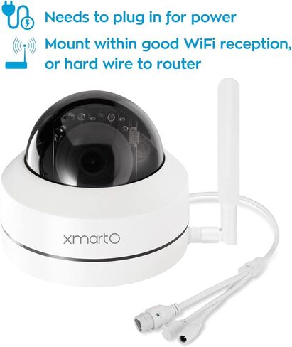 كاميرا أمان لاسلكية xmartO 2K HD Dome PTZ مع تتبع تلقائي وصوت، كاميرا مراقبة WiFi داخلية/خارجية تعمل بشكل مستقل أو مع NVR، أو التسجيل على بطاقة SD أو NVR أو التخزين السحابي in Kuwait