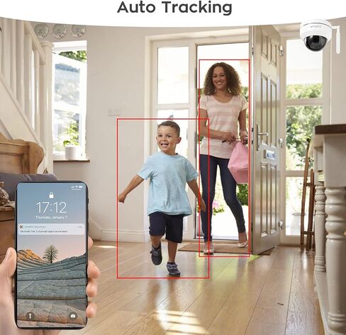 كاميرا أمان لاسلكية xmartO 2K HD Dome PTZ مع تتبع تلقائي وصوت، كاميرا مراقبة WiFi داخلية/خارجية تعمل بشكل مستقل أو مع NVR، أو التسجيل على بطاقة SD أو NVR أو التخزين السحابي in Kuwait