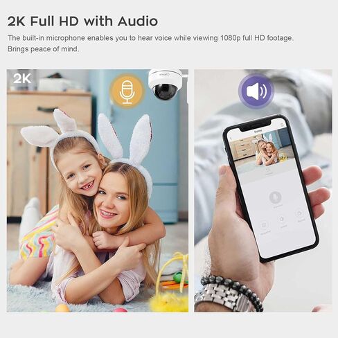 كاميرا أمان لاسلكية xmartO 2K HD Dome PTZ مع تتبع تلقائي وصوت، كاميرا مراقبة WiFi داخلية/خارجية تعمل بشكل مستقل أو مع NVR، أو التسجيل على بطاقة SD أو NVR أو التخزين السحابي in Kuwait