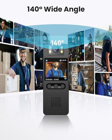 كاميرا الجسم Epoium EP3 سعة 64 جيجابايت، عدسة كاميرا قابلة للدوران 180 درجة، زاوية رؤية واسعة 140 درجة، فتحة بطاقة الذاكرة الخارجية، منفذ شحن من النوع C، يستخدم للتسجيل اليومي، ساعي البريد، الحيوانات الأليفة التي تمشي in Kuwait