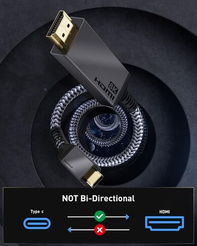 كابل Maxonar USB C إلى HDMI [8K، 48 جيجابت في الثانية]، سلك محول من النوع C إلى HDMI 2.1، 8K@30 هرتز، 4K@120 هرتز، HDR، [Thunderbolt 4/3، USB 4 متوافق] لجهاز iMac، MacBook Pro/Air M1 2021، ايباد برو، سيرفس برو، 6 قدم in Kuwait