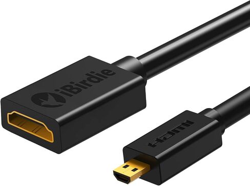كيبل مايكرو HDMI الى HDMI انثى بطول 0.5 قدم - سرعة عالية 18Gbps يدعم 4K60 HDR ARC متوافق مع جو برو هيرو 7 6 5 4، راسبيري باي 4، كاميرا سوني A6000 A6300، نيكون B500، لينوفو يوجا 3 برو، يوجا 710 in Kuwait