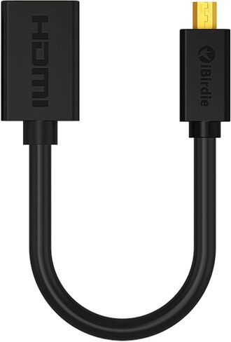كيبل مايكرو HDMI الى HDMI انثى بطول 0.5 قدم - سرعة عالية 18Gbps يدعم 4K60 HDR ARC متوافق مع جو برو هيرو 7 6 5 4، راسبيري باي 4، كاميرا سوني A6000 A6300، نيكون B500، لينوفو يوجا 3 برو، يوجا 710 in Kuwait