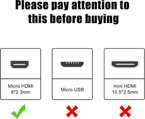 كيبل مايكرو HDMI الى HDMI انثى بطول 0.5 قدم - سرعة عالية 18Gbps يدعم 4K60 HDR ARC متوافق مع جو برو هيرو 7 6 5 4، راسبيري باي 4، كاميرا سوني A6000 A6300، نيكون B500، لينوفو يوجا 3 برو، يوجا 710 in Kuwait