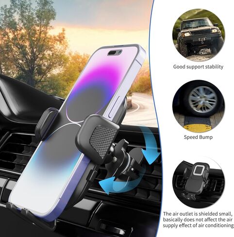 حامل هاتف Poboko لتنفيس السيارة [حاملات هواتف مطورة 2023] حامل هاتف خلوي للسيارة بدون استخدام اليدين مناسب للهواتف الذكية، iPhone. [قوي عسكري، قبضة محكمة ولا تنزلق أبدًا] عالمية in Kuwait