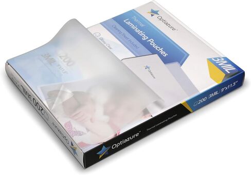 Optiazure Thermal Laminating Pouches 9"x11.5" Inches, 3mil 200Pack, Laminated Paper, Clear, Letter Size, Office and School Supplies in Kuwait